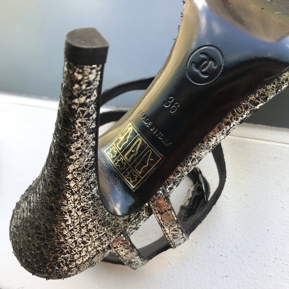 Chanel Metallic Python Stiletto Sandals - image 8